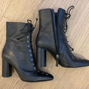 Zara heels black leather boots 35